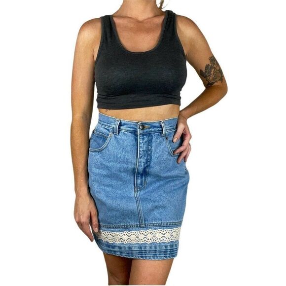 Vintage D’Mode Classix High Waist Denim Skirt - Picture 2 of 10